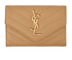 YSL Small Envelope Mono Wallet, Leather, Beige, TGR414404.1118, Db/B, 3*